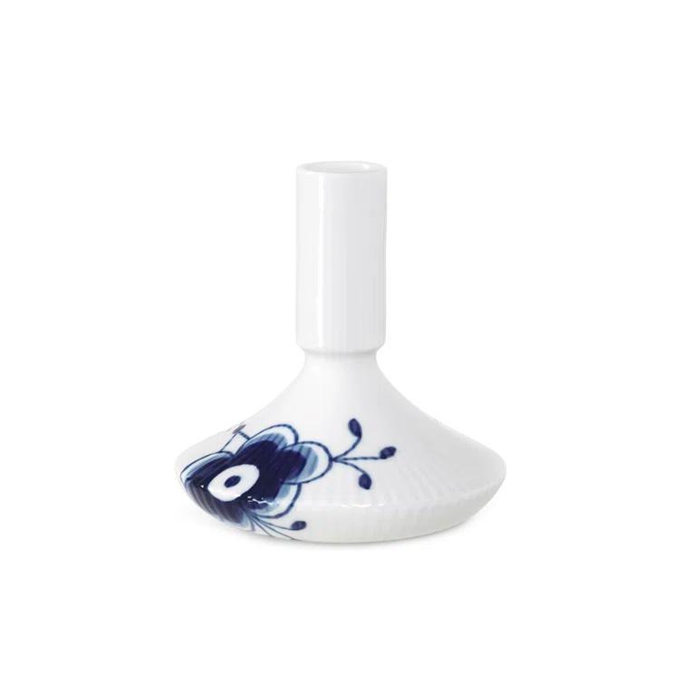 Blue Fluted Mega Ceramic Tabletop Candlestick