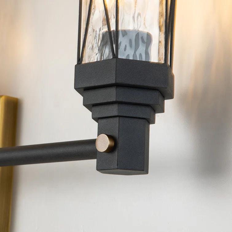 Abbey Weathered Zinc & Antique Brass 3-Light Vanity Light with Watermark Glass