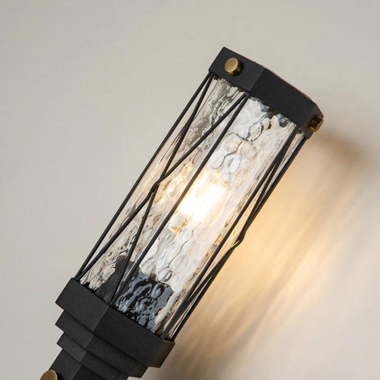 Abbey Weathered Zinc & Antique Brass 3-Light Vanity Light with Watermark Glass