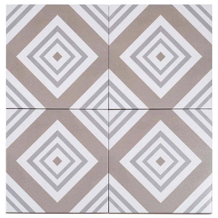 Bliss 8-in. Encaustic Spanish/Moroccan Patterned Matte Porcelain Wall & Floor Tile