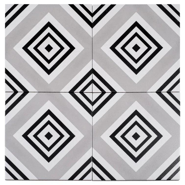 Bliss 8-in. Encaustic Spanish/Moroccan Patterned Matte Porcelain Wall & Floor Tile