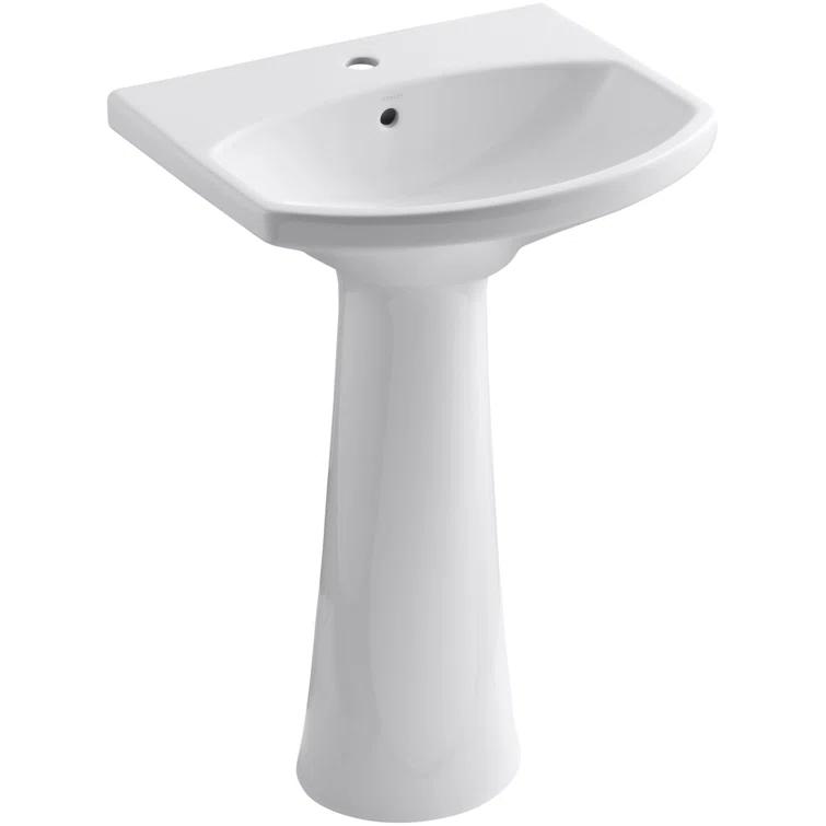 Cimarron® 26.81" Vitreous China U-Shape Pedestal Bathroom Sink with Overflow