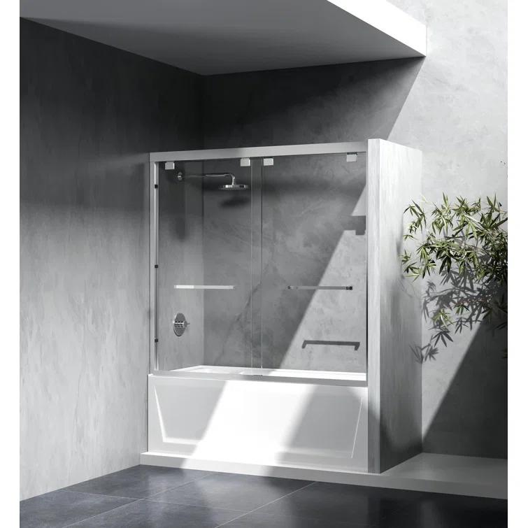 54.33" - 60" W x 60" H Double Sliding Semi-Frameless Tub Door