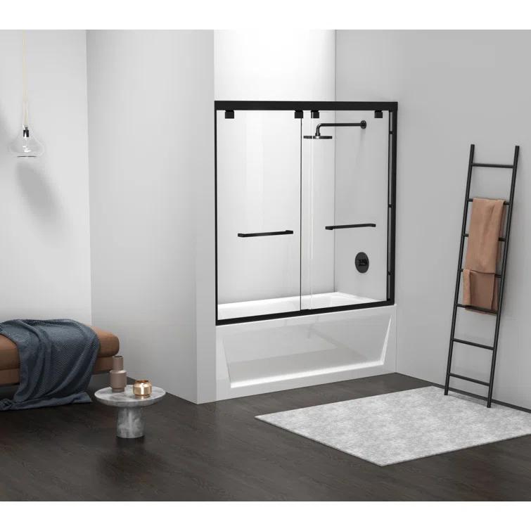 54.33" - 60" W x 60" H Double Sliding Semi-Frameless Tub Door