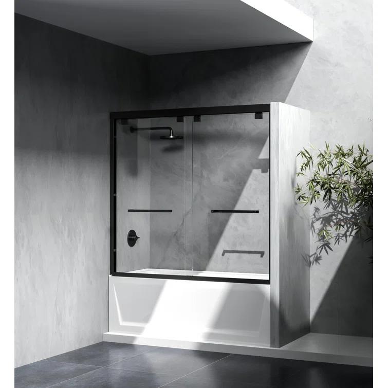 54.33" - 60" W x 60" H Double Sliding Semi-Frameless Tub Door