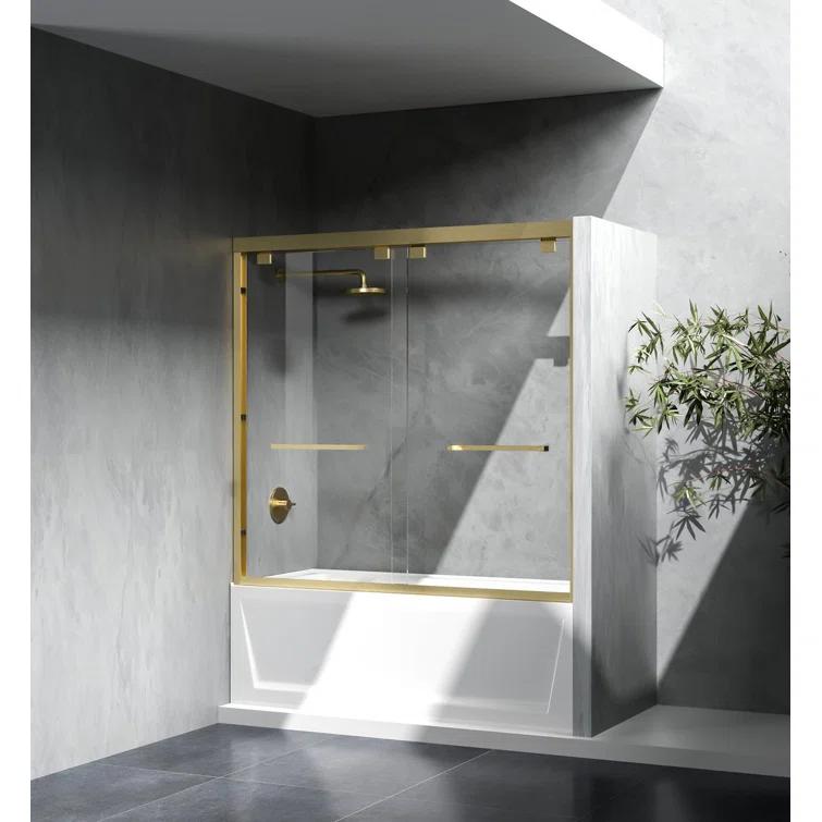 54.33" - 60" W x 60" H Double Sliding Semi-Frameless Tub Door