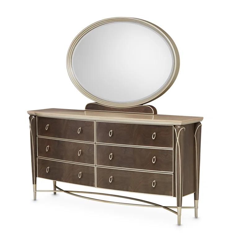 Villa Cherie Dresser and Mirror - Hazelnut