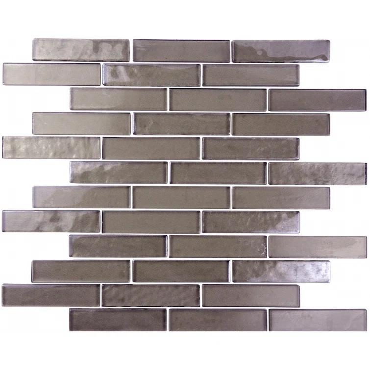 Landscape 1 in. x 4 in. Translucent Glass Plastic Face Mounted Brick Mosaic Designer Pool Tile