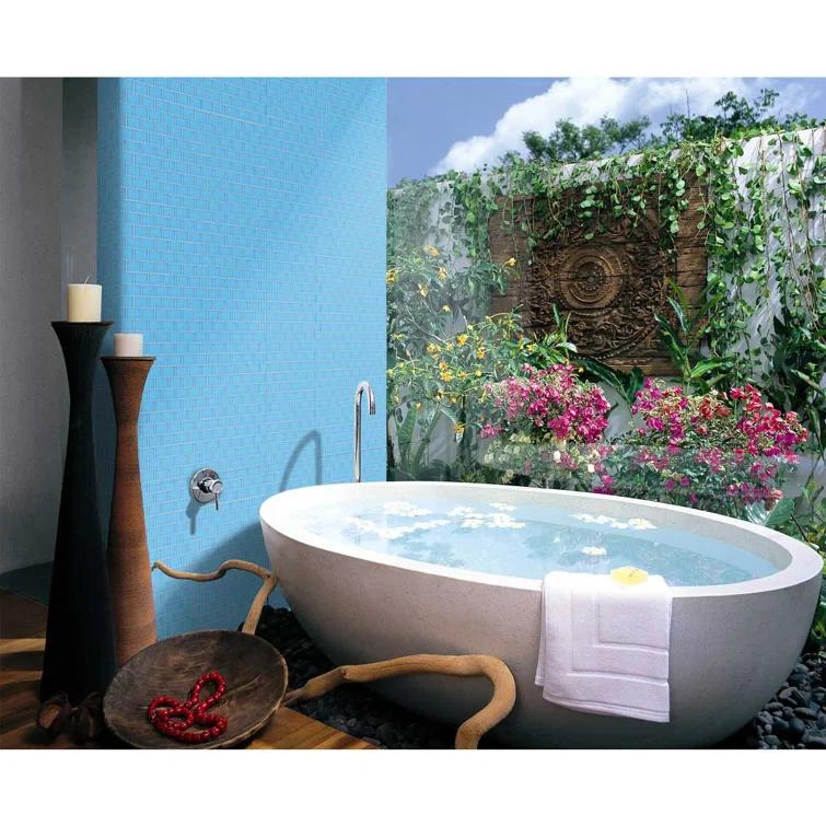 Landscape 2 in. x 2 in. Translucent Glass Plastic Face Mounted Brick Mosaic Designer Pool Tile