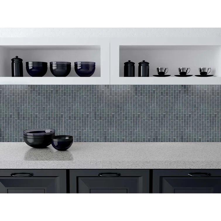 Landscape 1 in. x 2 in. Translucent Glass Plastic Face Mounted Brick Mosaic Designer Pool Tile