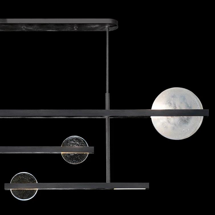 Selene Black Iron 6-Light LED Island Pendant with Clear/White Glass