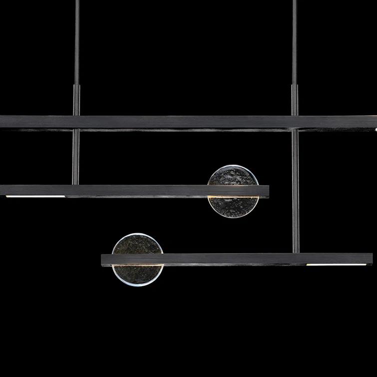 Selene Black Iron 6-Light LED Island Pendant with Clear/White Glass