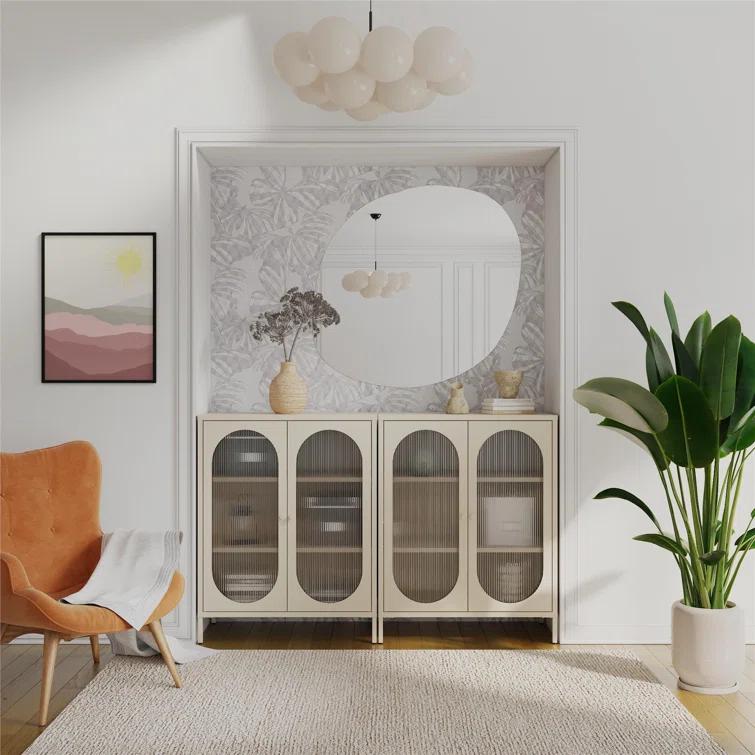 Luna 39.96'' Tall Accent Cabinet with Fluted Glass