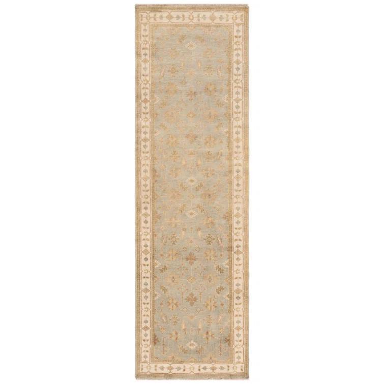 Oushak OSH141 Hand Knotted Runner Rug - Soft Green/Ivory - 3'x10' - Safavieh.
