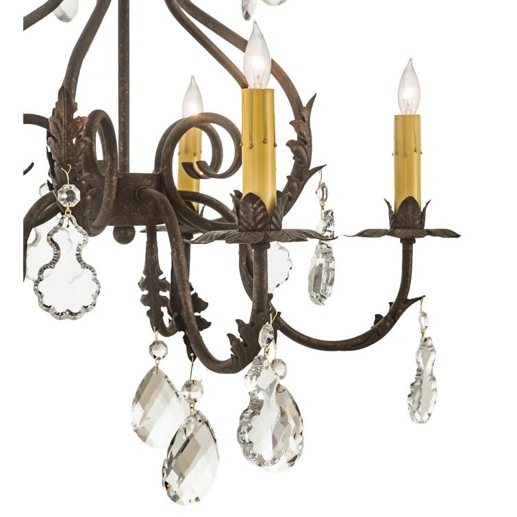 French Bronze 5-Light Chandelier with Crystal Accents