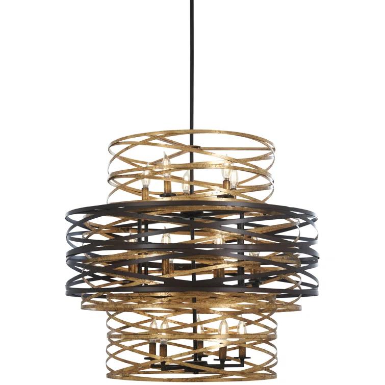 Minka Lavery Dark Bronze Mosaic Gold Chandelier 30" Wide Modern 18-Light Fixture for Dining Room House Foyer Kitchen Entryway Home