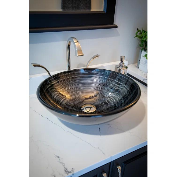 Eden Bath 16.38'' Tempered Glass Circular Bathroom Sink