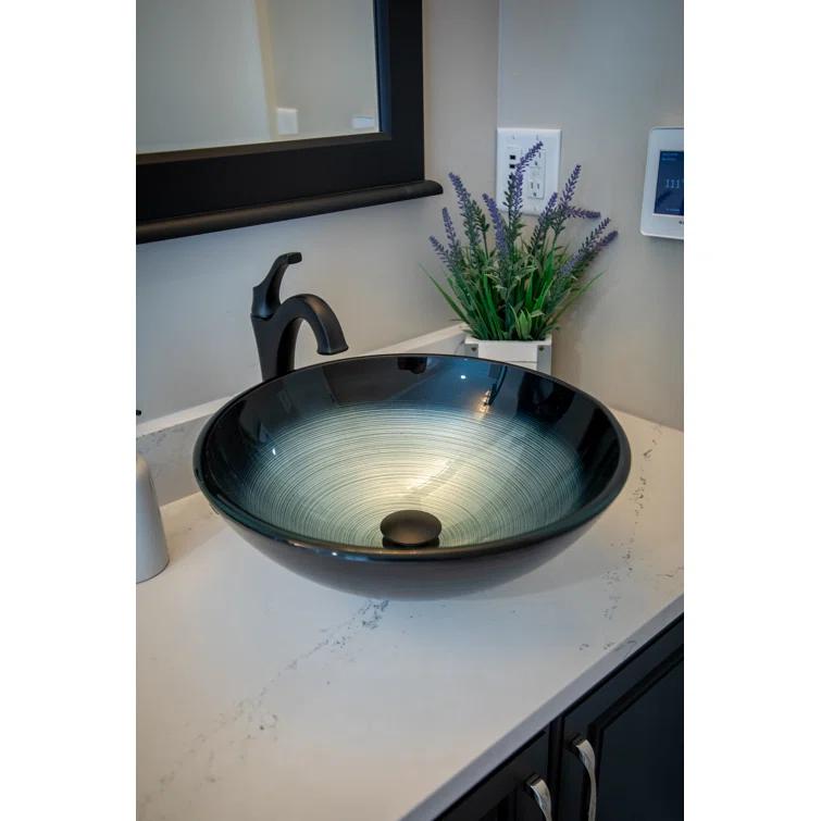Eden Bath 16.38'' Tempered Glass Circular Bathroom Sink