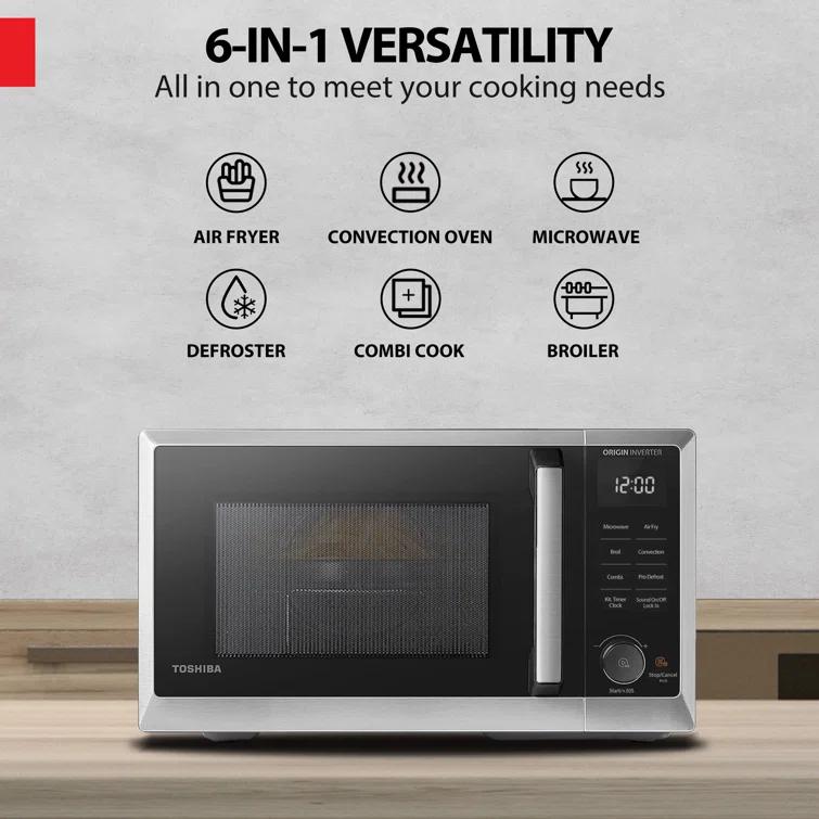 Toshiba 7-in-1 Countertop Microwave Air Fryer Inverter Technology Convection Microwave Smart Sensor