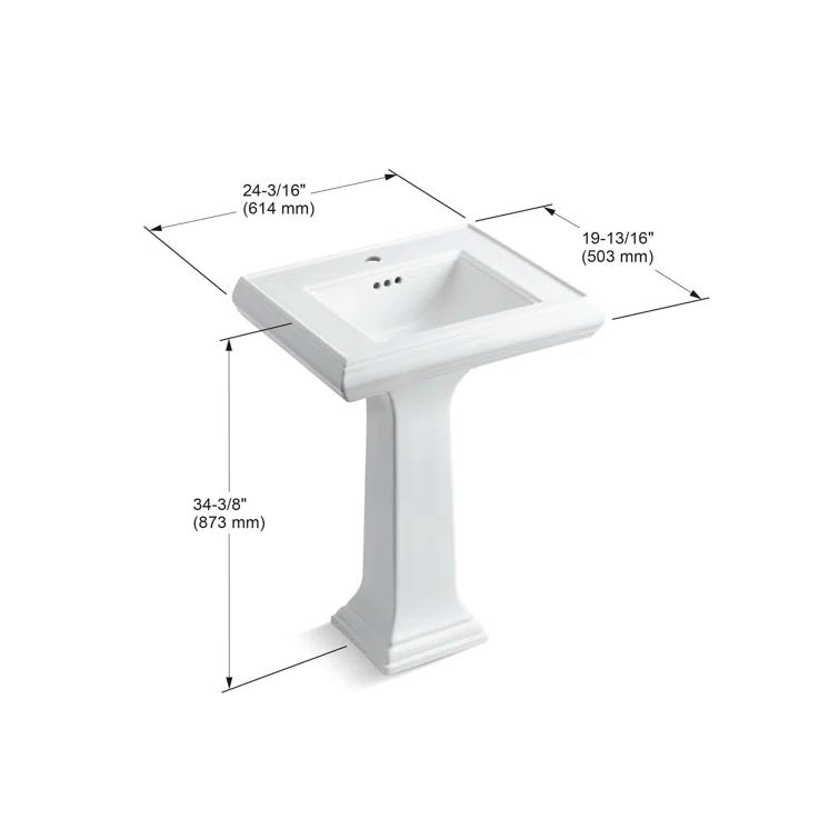 Memoirs® 26.375" Tall Rectangular Pedestal Bathroom Sink with Overflow