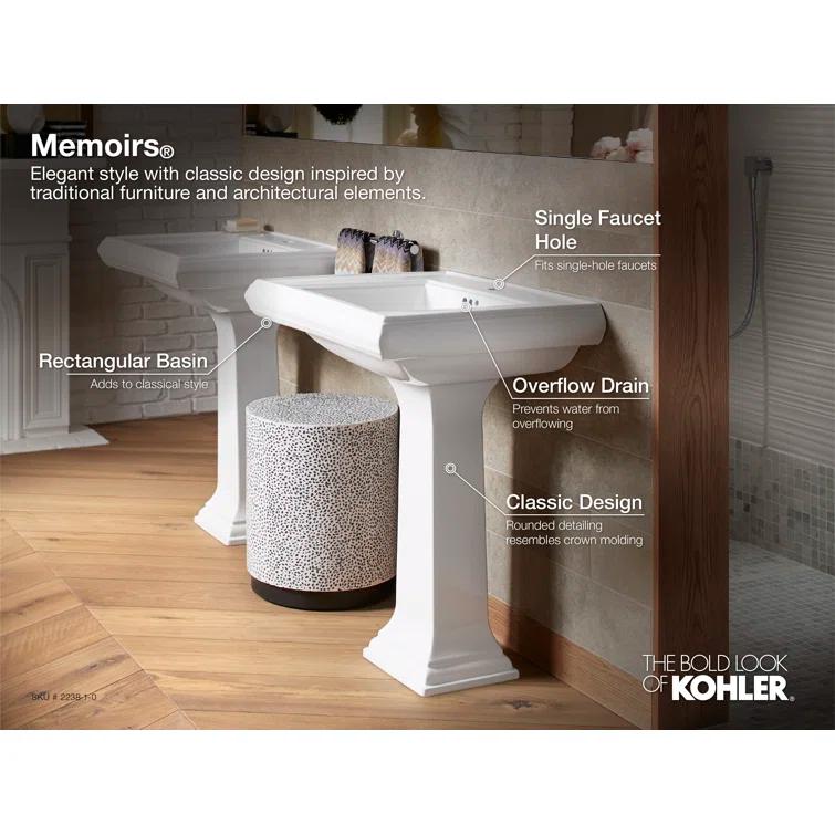 Memoirs® 26.375" Tall Rectangular Pedestal Bathroom Sink with Overflow