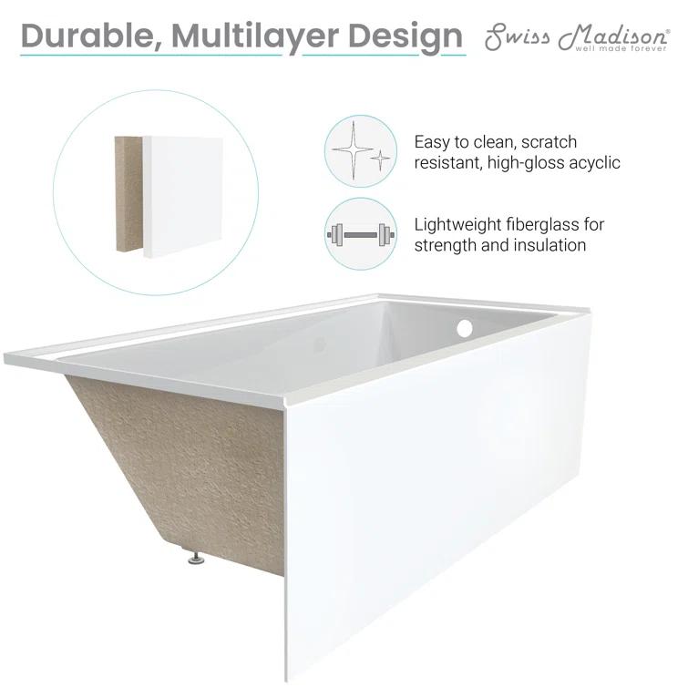 Voltaire 54" x 30" Alcove Bathtub with Apron