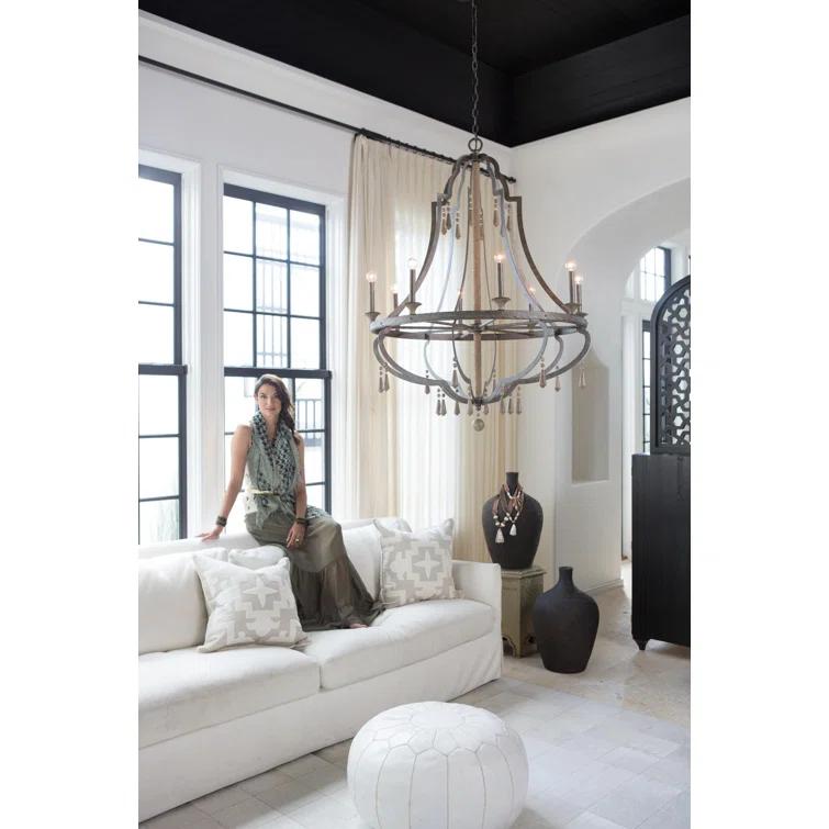 6 - Light Fabric Empire Chandelier