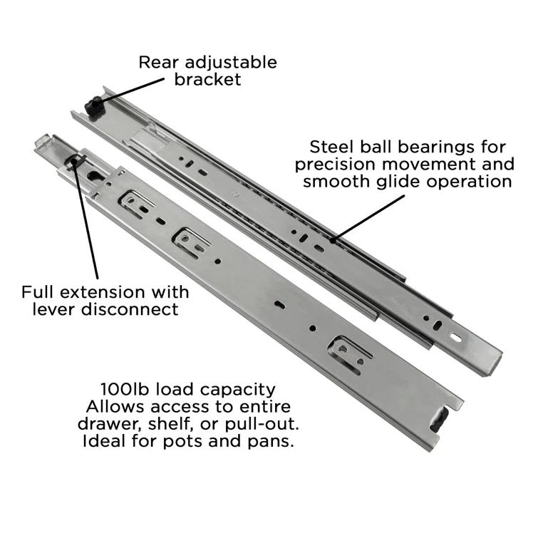 Drawer Slide Side Mount Full Extension Cadmium Finish