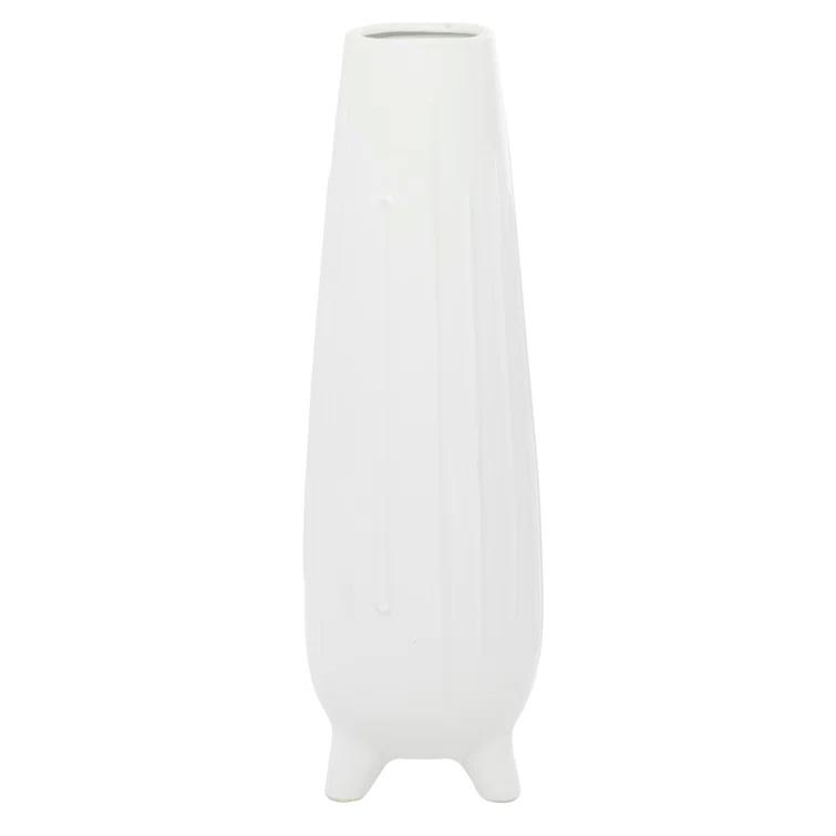 CosmoLiving by Cosmopolitan Cosmoliving By Cosmopolitan White Ceramic Contemporary Vase