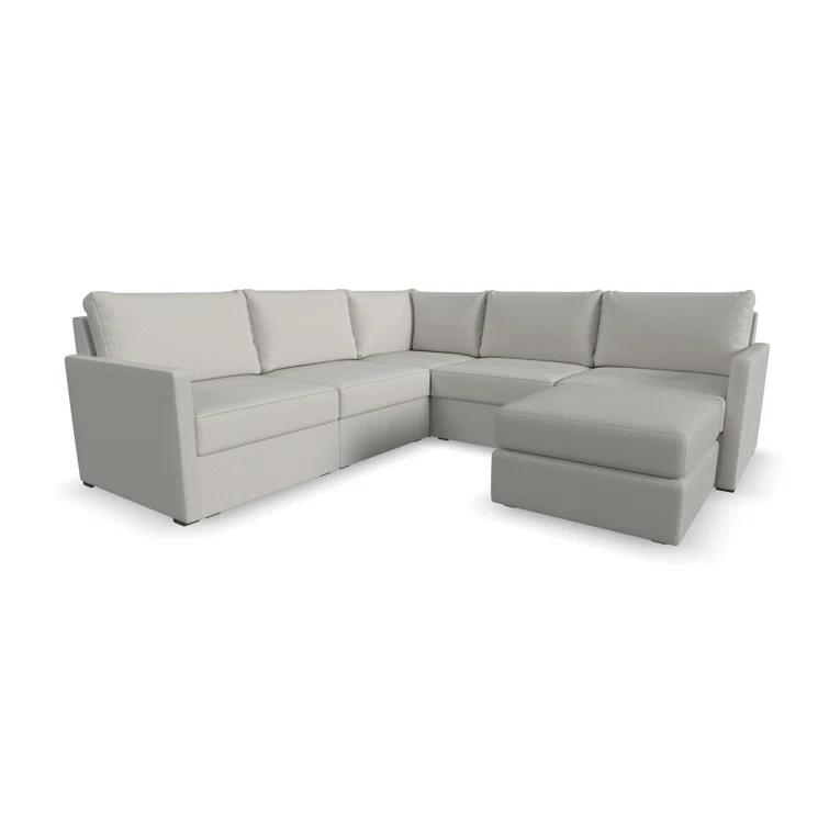 Flex 5 - Piece Upholstered Modular Sectional with Bumper Ottoman