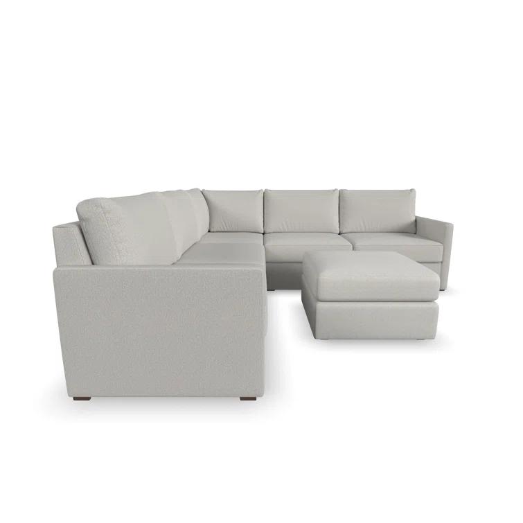 Flex 5 - Piece Upholstered Modular Sectional with Bumper Ottoman