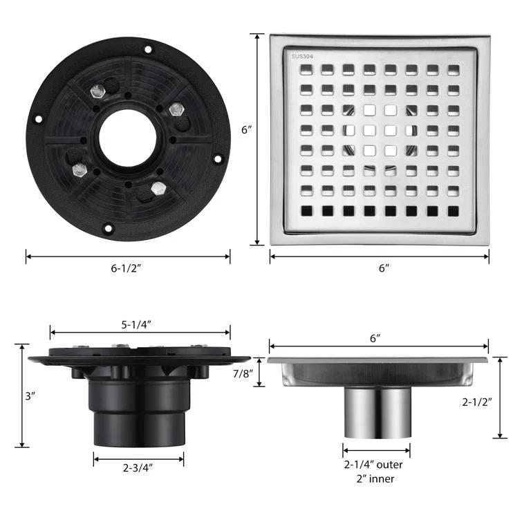 6 in. x 6 in. Shower Floor Drain