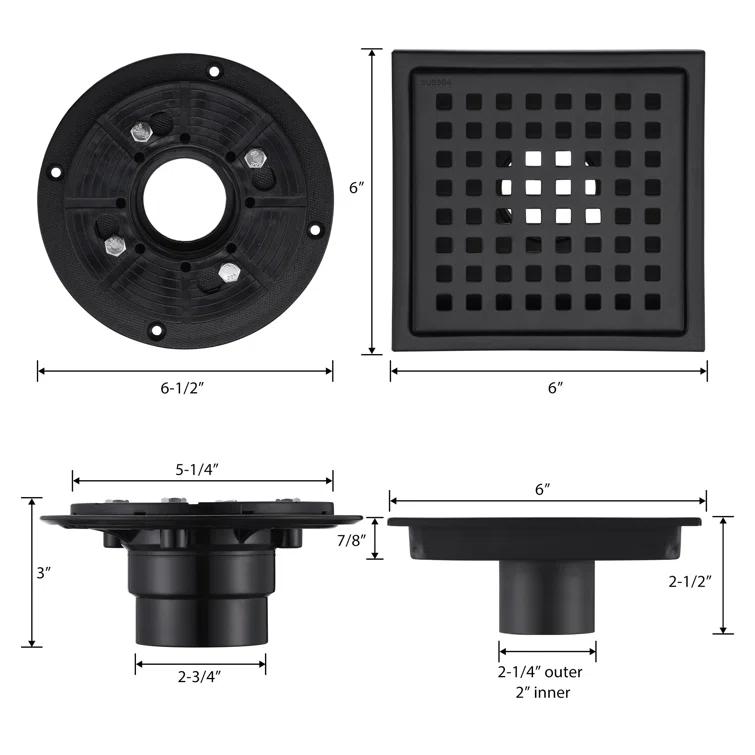 6 in. x 6 in. Shower Floor Drain