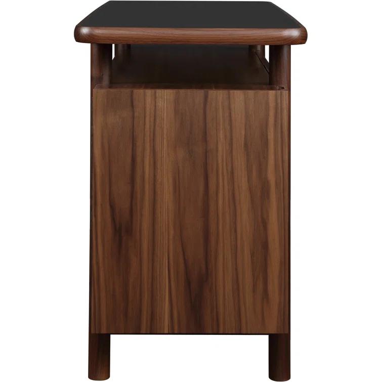 Mid-Century Walnut Credenza with Stone Top