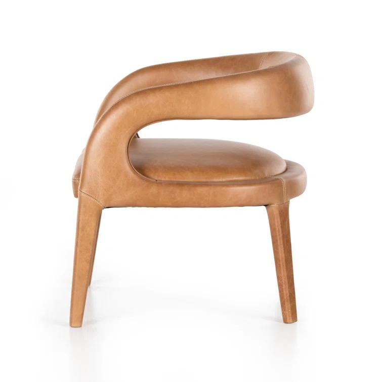 Sonoma Butterscotch Leather Barrel Accent Chair