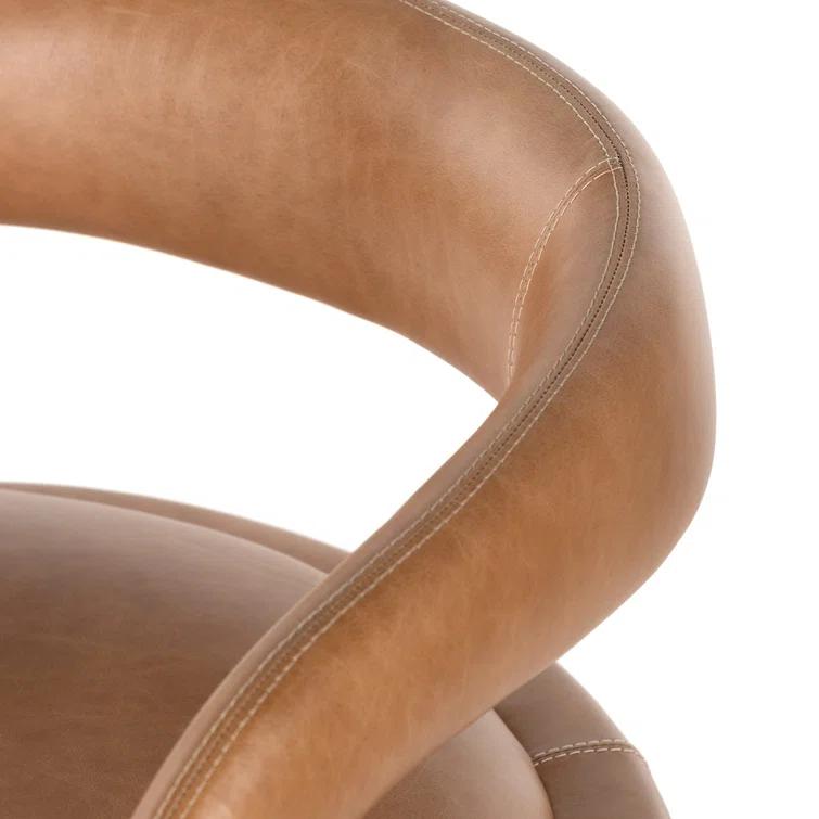 Sonoma Butterscotch Leather Barrel Accent Chair