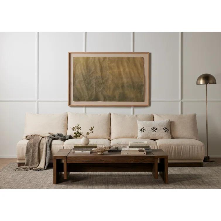 Rustic Fawn 60'' Rectangular Oak Veneer Coffee Table with Storage