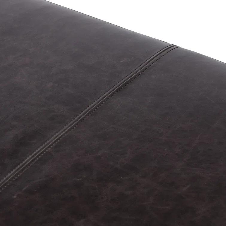Sonoma Black Genuine Leather Bench with Oak X-Base