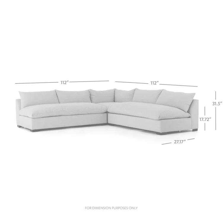 Grant 3-Piece Armless Oatmeal Sectional with Textural Twill