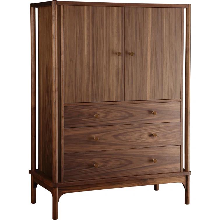Walnut and Bamboo 45" Mid-Century Modern Gentleman's Chest