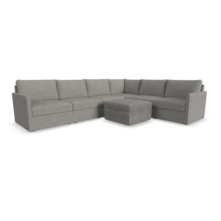 Flex 6 - Piece Upholstered Modular Sectional with Storage Ottoman
