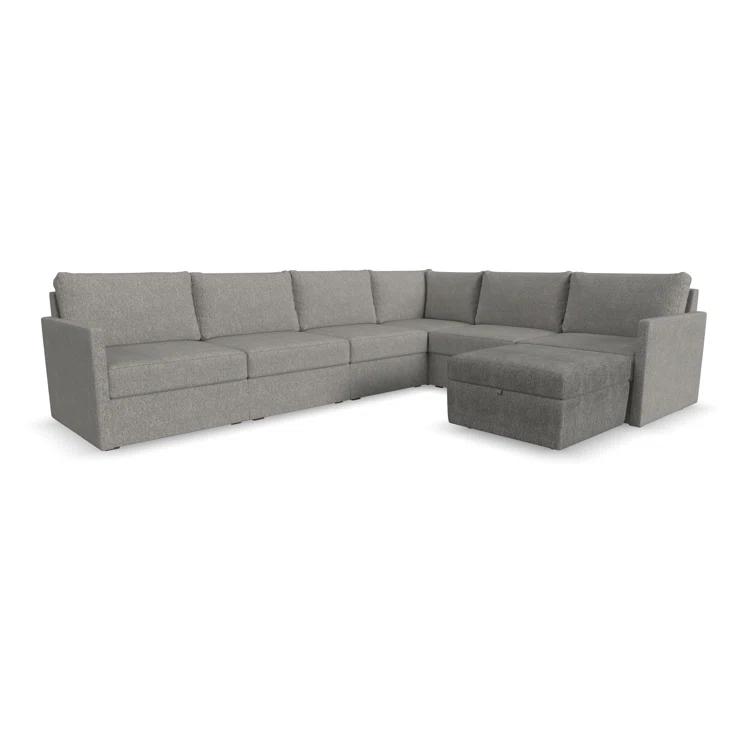 Flex 6 - Piece Upholstered Modular Sectional with Storage Ottoman