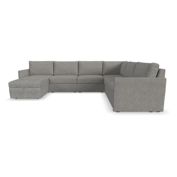 Flex 6 - Piece Upholstered Modular Sectional with Storage Ottoman