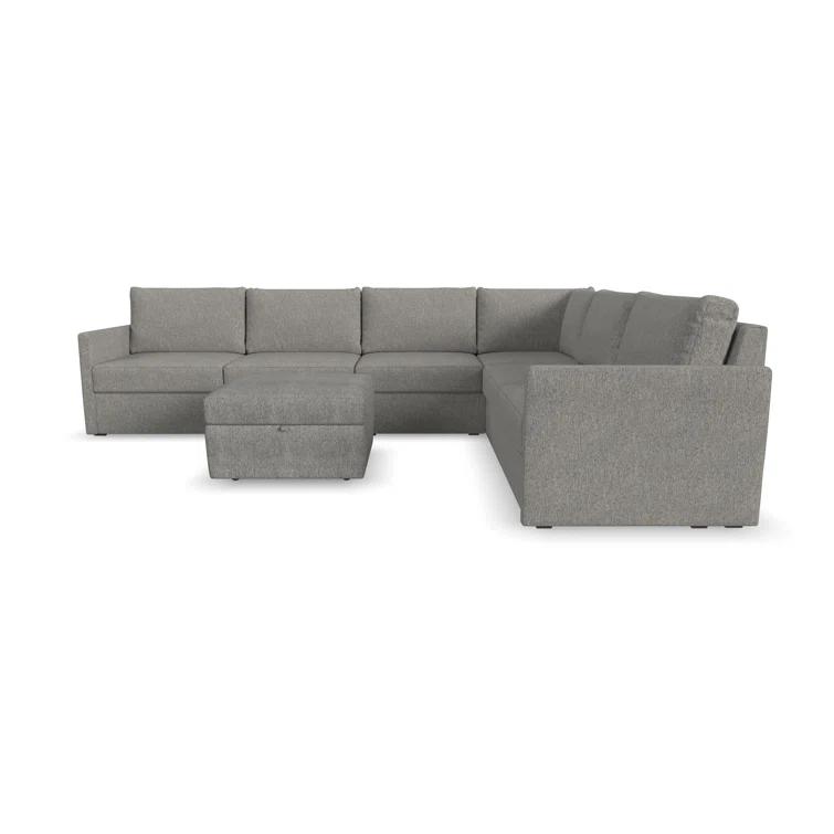 Flex 6 - Piece Upholstered Modular Sectional with Storage Ottoman