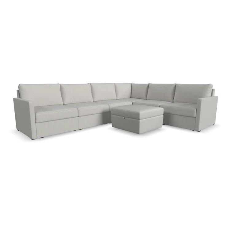 Flex 6 - Piece Upholstered Modular Sectional with Storage Ottoman