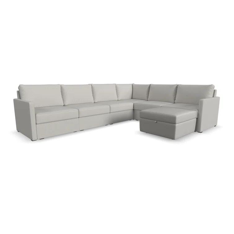Flex 6 - Piece Upholstered Modular Sectional with Storage Ottoman