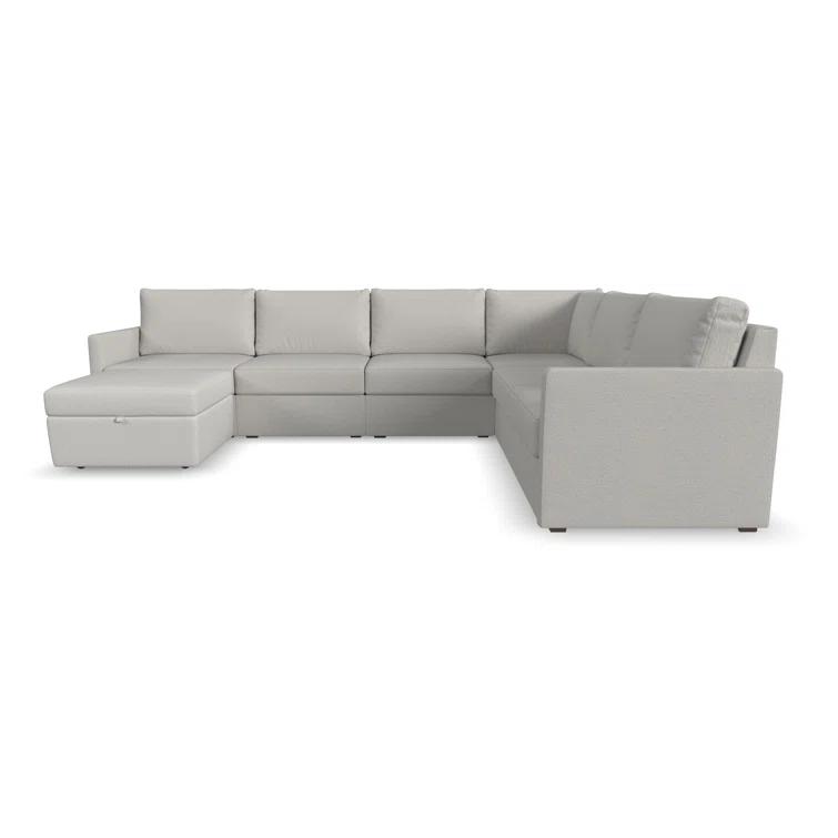 Flex 6 - Piece Upholstered Modular Sectional with Storage Ottoman