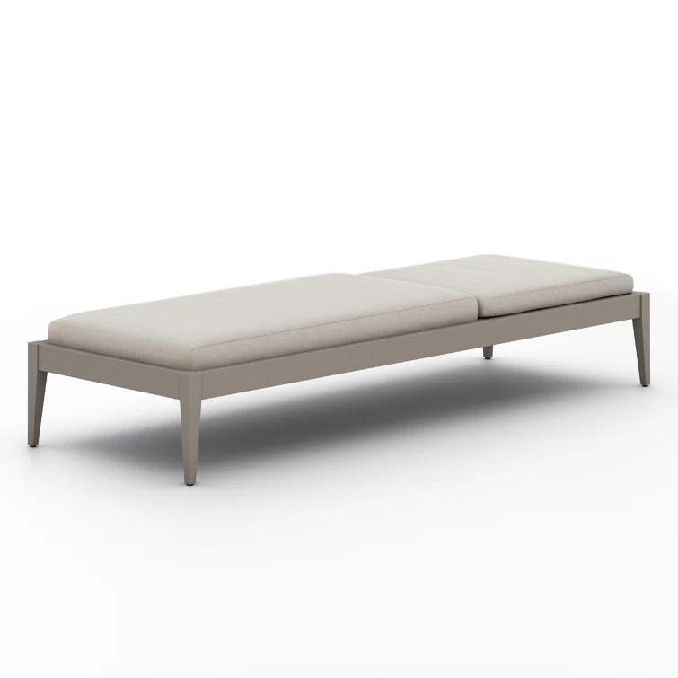 Weathered Gray Teak Outdoor Chaise Lounge with Cushions