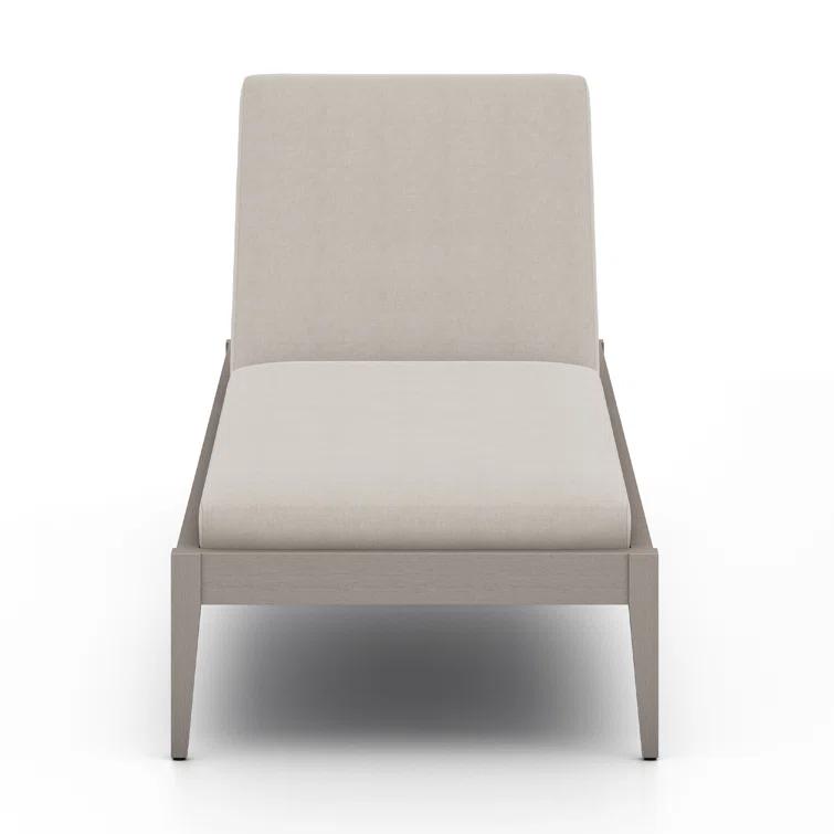 Weathered Gray Teak Outdoor Chaise Lounge with Cushions