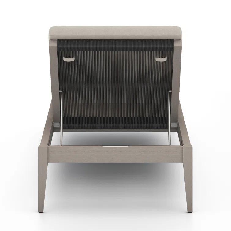 Weathered Gray Teak Outdoor Chaise Lounge with Cushions